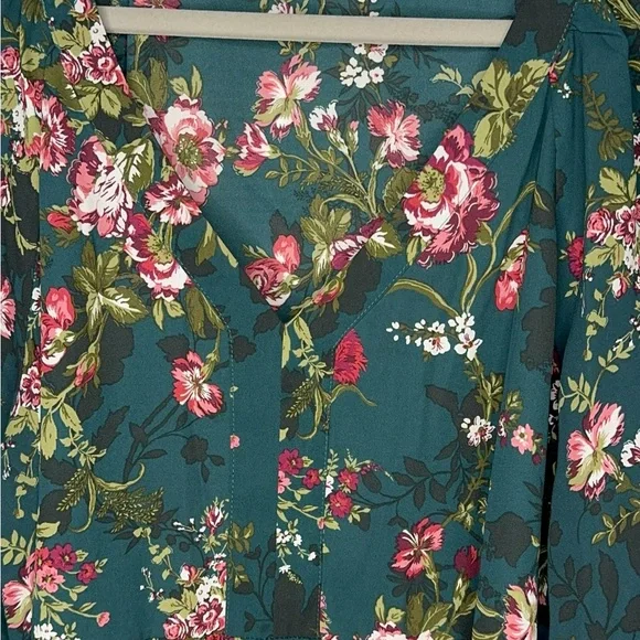 Counterparts Green Floral Boho Blouse with Ruffle Sleeves Size XL - Picture 7 of 7